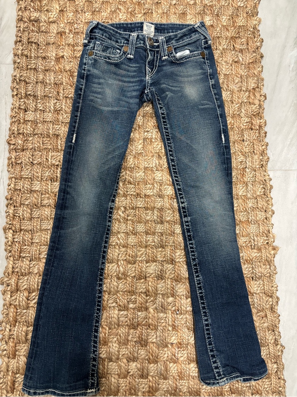 True Religion Women's Medium Dark Blue Straight-Leg Jeans